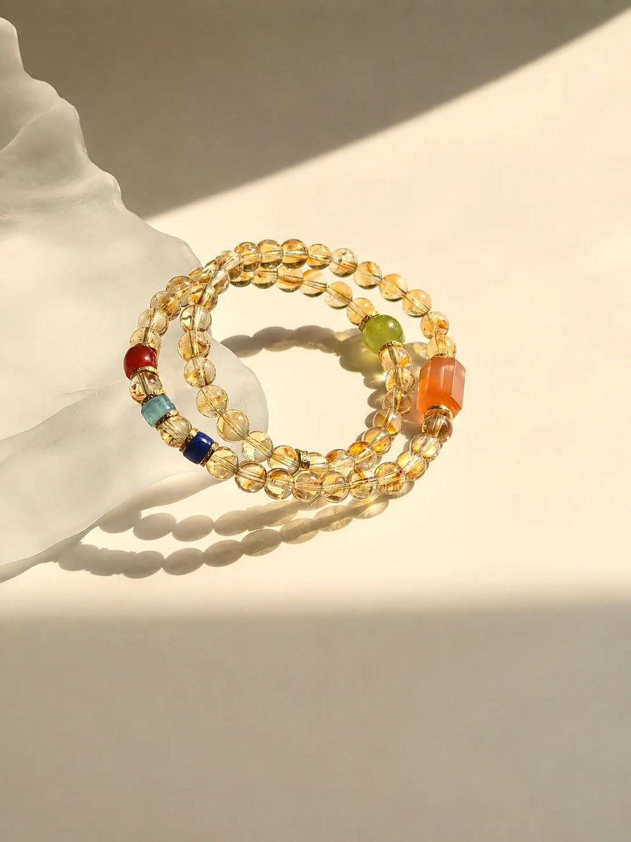 Citrine Double Wrap Crystal Bracelet