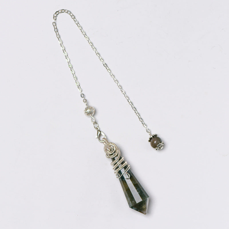12-Facet Wire-Wrapped Natural Crystal Pendulum