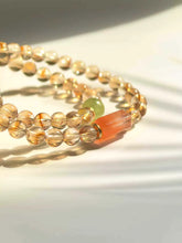Stacked Layered Look Beaded Bracelet Made of Luminous Yellow Citrine Stones