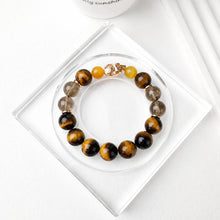 Men's Tiger Eye and Smoky Quartz Fire Charm Bracelet Model BAC1661 by VERIDIA