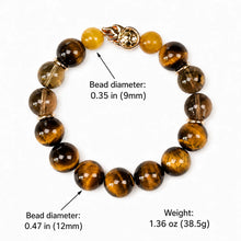 Natural Tiger Eye and Translucent Smoky Quartz Beaded Bracelet for Men