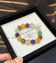 Veridia mixed gemstone bracelet with Brazilian Amethyst, Lemon Citrine, Smoky Quartz, Green Strawberry Quartz and Clear Quartz
