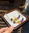 Veridia double-strand bracelet with Clear Quartz, Amethyst, Yellow Fluorite and Agarwood accents