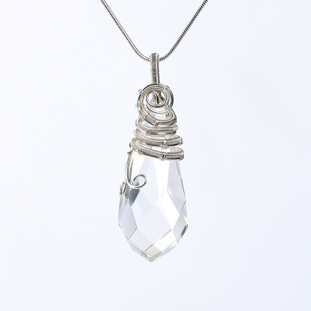 Clear Quartz, Citrine, Amethyst, Smoky Quartz and Rose Quartz wire-wrapped pendant necklace variants shown together