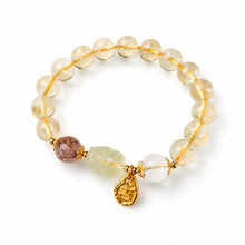 Yellow Tower Crystal and Citrine Pixiu Bracelet Style BAC1656 on White Background