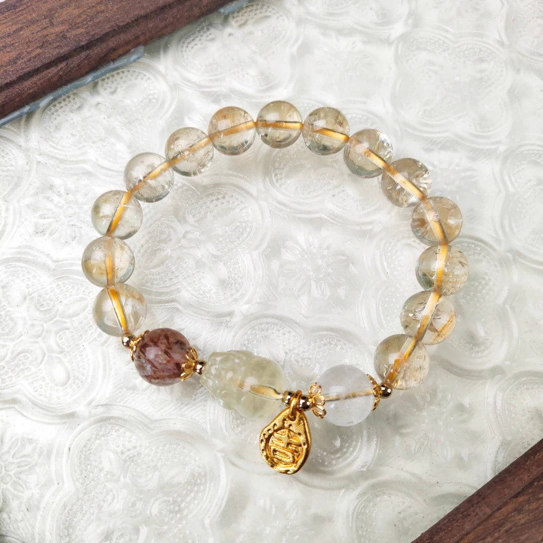 Warm Golden Palette Jewelry Featuring Clear White Light Green and Reddish Brown Tones