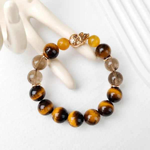 Men's Confidence and Grounding Crystal Bracelet with Fire Charm Symbolizing Ambition