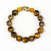 Men's Amber Yellow and Smoky Grey Beaded Energy Bracelet with Elastic Stretch