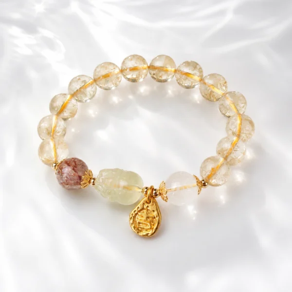 Reddish Brown Black Gold Super Seven and Clear Quartz Accent Beads Detail