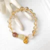 9.5mm Yellow Tower Crystal Beads Stretch Bracelet with Gold Tone Alloy Hardware